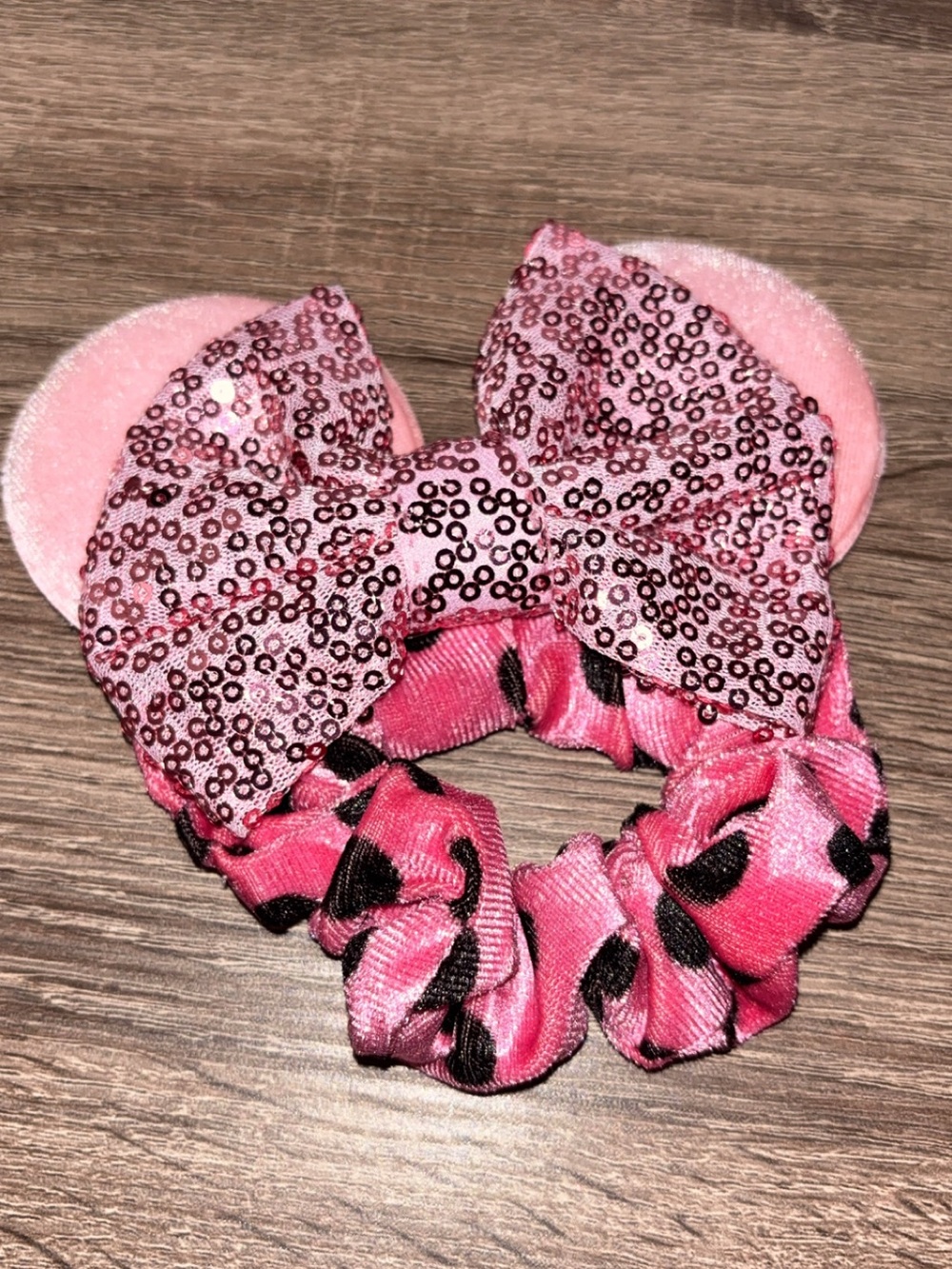 Disney Sequin Bow Mouse Ear Scrunchie Set of Two - Picture 2 of 5